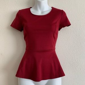 RED HEART PEPLUM TOP